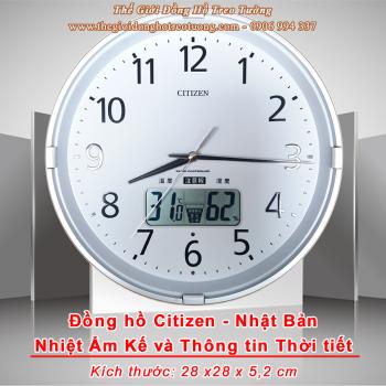 Đồng hồ CITIZEN Nội địa Nhật Viền Bạc có Nhiệt Ẩm kế điện tử - Mã số: CTZ 290