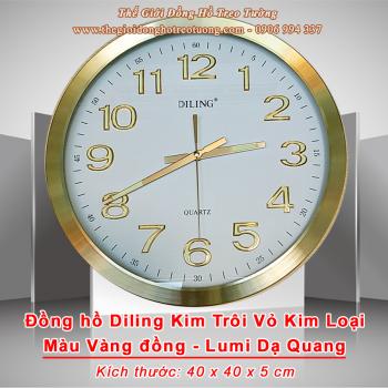 Đồng hồ Treo tường Vỏ Nhôm màu Vàng Đồng – Kim Số Dạ Quang – Máy Kim Trôi